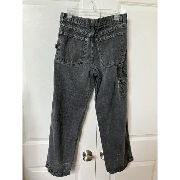 Y2K Old Navy Denim Carpenter Jeans Boys 18 Husky Cargo Faded Black - Picture 2 of 10